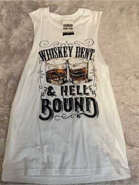 Whiskey Bent & Hell Bound Graphic Muscle Tank - White